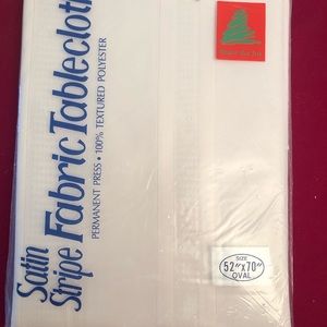 Satin stripe fabric tablecloth, permanent press